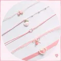 Japanese Sweet Cute Pink Peach Heart Bow Pendant Neck Chain Collar Chokers Short Clavicle Chain