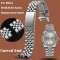 Curved End Metal Stainless Steel Strap for Rolex DATEJUST Luxury Bracelet Watch Band Accessories Men