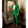 2023 Green Suits for Men Tailor-made Groom Wedding Suits Tuxedo Best Man Blazer Pants 2 Pieces