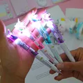 1 Pcs Creative Cartoon Unicorn Light Pen Cute Glowing Ballpoint Pen Student Stationery 0.5mm Writing