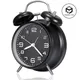 4 Inch Twin Bell Loud Alarm Clock Metal Frame 3D Dial with Backlight Battery Operate Desk Table