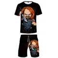 Horror Movie Chucky sets 2 Piece Set Summer Short Sleeve t shirt+Shorts Fashion suit Streetwear