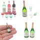 1Set Dollhouse Miniature Vitreous Champagne Bottles Glass Liquor Bottles Mini Wine Drink For Barbies