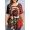 2024 Oversized Apparel Ladies Spring Clothing Floral Graphic O-Neck Pullovers Short Sleeve Tops