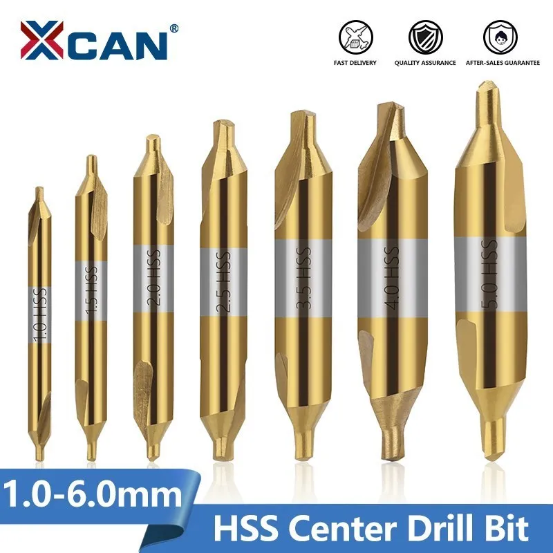 XCAN HSS Center Drill Bit 60 Degree Combined Countersinks Angle Bit 1.0 1.5 2.0 2.5 3.0 3.15 3.5 4.0 5.0 6.0mm Metal Drill Bit