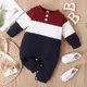 0-2-year-old newborn boys in autumn and winter long-sleeved round-neck color stitched buttons