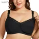 Gratlin Plus Size Breastfeeding Nursing Bra Women's Cotton Wirefree Soft Maternity With Lace Trim