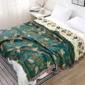 100% Cotton Nordic Soft Large Fashion Muslin Summer Throw Blanket Cover For Sofa Boho Blue Green