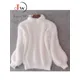 White Mohair Thicken Turtleneck Sweater Autumn Winter Sweet Fashion Lantern Sleeve Casual Solid