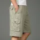 2024 Shorts Men Bermuda Cotton Pocket Zip Cargo Shorts Fashion Style Elastic Army Male Summer Casual