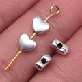 WYSIWYG 40pcs 6x5mm Antique Silver Color Heart Charms Beads Heart Beads Charms Pursuit Heart Small