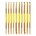 10Pcs/set Double End Crochet Hook Set Golden Aluminum Crochet Needles Knitting Crochet Markers Ring