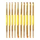 10Pcs/set Double End Crochet Hook Set Golden Aluminum Crochet Needles Knitting Crochet Markers Ring