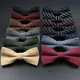 Men Striped Cotton Bowtie Knot Cravat Black Grey Blue Tuxedo Wedding Butterfly Red Groom Party