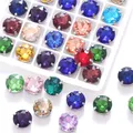 Colorful Round Gemstones Crystal Glass Rhinestones with Sliver Claw Flatback Sew on Stone for