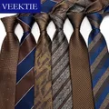 VEEKTIE Brand Maillard Style Color Vintage Striped 8CM Neckties for Men Classic Check Floral Brown