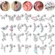 ZS 1PC Butterfly Heart Stud Earrings Stainless Steel CZ Crystal Ear Studs Tiny Cartilage Earrings