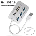 7in1 3 Ports USB TYPE C 3.0 HUB+4 Ports Expander SD TF MS M2 MMC Memory Card Reader Adapter For U