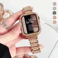 Diamond Case+Strap For Apple Watch Series 8 7 41mm Ultra 49mm 45mm Stainless Steel Band for iwatch 8