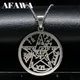 Witchcraft Pentagram Tetragrammaton Pendant Stainless Steel Necklace for Women Men Jewish Protection