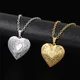 Heart Locket Pendants Necklaces For Women Gold Color Photo Frame Valentine Lovers Necklace 45/66cm