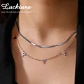 Lucktune Psychology PSI Symbol Snake Chain Necklace for Women Stainless Steel Greek Letter Pendant
