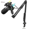 FIFINE USB Dynamic Microphone Kit with Boom Arm RGB Shock Mount Cardioid Mic Set for Game Podcast