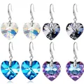 Charm Multi-Color Crystal Glass Heart Beads Pendant Necklace Earring 1 SET
