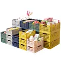 Plastic Foldable Storage Basket Kitchen Fruit Toy Holder Bathroom Cosmetic Container Shelf