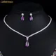 CWWZircons Top Red Purple Cubic Zirconia Water Drop Fashion Women Engagement Party Jewelry Set for