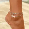 Women's Anklet Bohemian Layered 26 Letter Heart Anklet 2023 Summer Beach Anklets On Foot Ankle