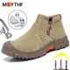 MJYTHF Welding Safety Boots For Men Anti-smashing Construction Work Shoes Puncture Proof