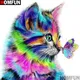 HOMFUN Full Square/Round Drill 5D DIY Diamond Painting "Cat butterfly" 3D Embroidery Cross Stitch 5D