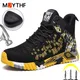 High Top Safety Shoes For Men's Work Safety Boots Anti Impact And Anti Puncture Work Sports Shoes