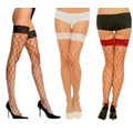 Sexy Big Mesh Stockings Women Lace Top Sheer Stay Up Thigh High Stockings Ladies Black White Red