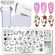 NICOLE DIARY 6pcs Nail Stamping Plate Winter Snowflake Print with Stamping Plate Stamper Scraper