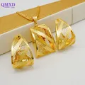 Fashion Dubai Jewelry Sets Gold Color Pendant Copper Classic Earrings Necklace For Women Daily Wear