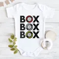 "Box Box Box" F1 Tyre Compound Design Newborn Bodysuit Short Sleeve Jumpsuit Baby Clothes Simple