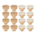 2-10Pcs Boho Rattan Dresser Knobs Round Wooden Drawer Knobs Handmade Wicker Woven And Screws For