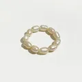 Peri'sBox Multi Beaded Pearl Rings Natural Freshwater Pearl Geometric Rings for Women Continuous