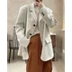 Autumn and winter women's casual solid color pocket decoration single breasted loose jacket