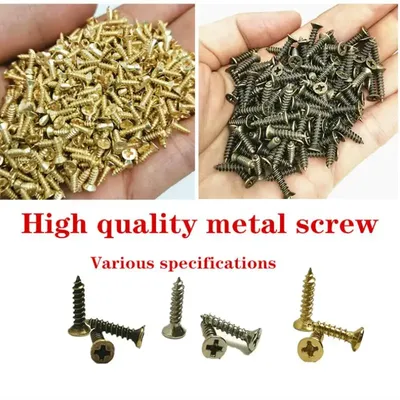 100 pcs Micro Small Phillips Flat Head Cross Round Pan Head Self-tapping Screws Wood Furniture Screws 2 x 5mm/6mm/8mm/10mm