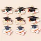 10pcs Enamel Graduation Ceremony Professor Student Mortarboard Charms for Necklaces Earrings DIY