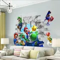 Super Mario Cartoon Wallpaper Mario Bros Gamers Stickers Children's Bedroom Wall Decoration Diy