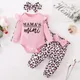3Pcs Newborn Clothes Baby Girl Clothes Sets Infant Outfit Ruffles Romper Top Bow Leopard Pants New