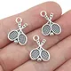 20 Pieces 14mm*18mm Antique Silver Plated Double Sided Tennis Racket Charms Alloy Sports Diy