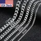 3/5/7/9/11mm Men's Silver Color Necklace Stainless Steel Cuban Link Chain for Mens Womens Basic