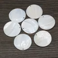 10PC Natural Mother of Pearl Shell Pendant Round Freshwater Shell Beads Charms for Women Jewelry