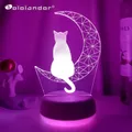 Newest 3D Acrylic Led Night Light Moon Cat Figure Nightlight for Kid Child Bedroom Sleep Lights Gift