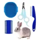 4Pcs Rabbit Grooming Kit with Tear Stain Remover Combs Pet Nail Clipper Double-Sided Shampoo Bath